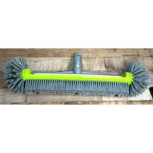 Large Pool Heavy-Duty Floor & Corner Brush With Gray Bristles & Green Handle